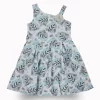Gini And Jony Girls Blue Tropical Print Cotton Dress Sleeveless