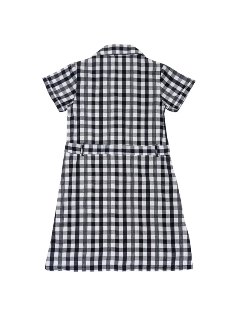 Gini And Jony Girls Blue Checks Cotton Dress Half Sleeves