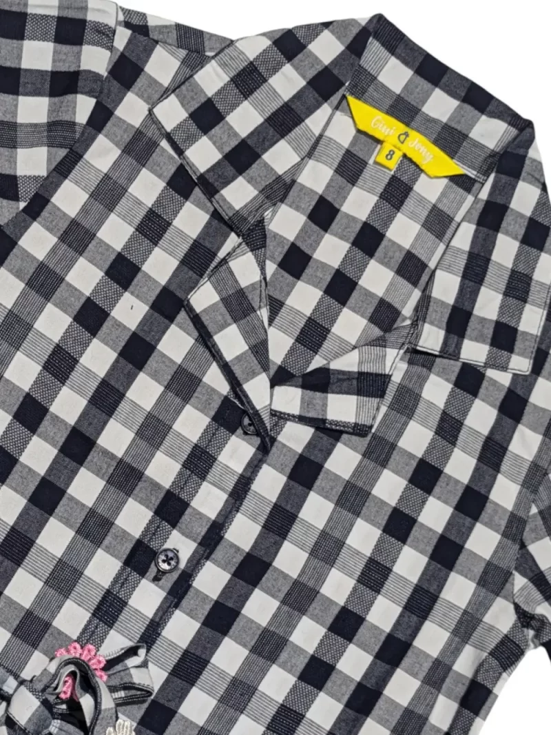 Gini And Jony Girls Blue Checks Cotton Dress Half Sleeves