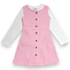 Gini And Jony Girls Pink Solid Denim Dungaree Full Sleeves