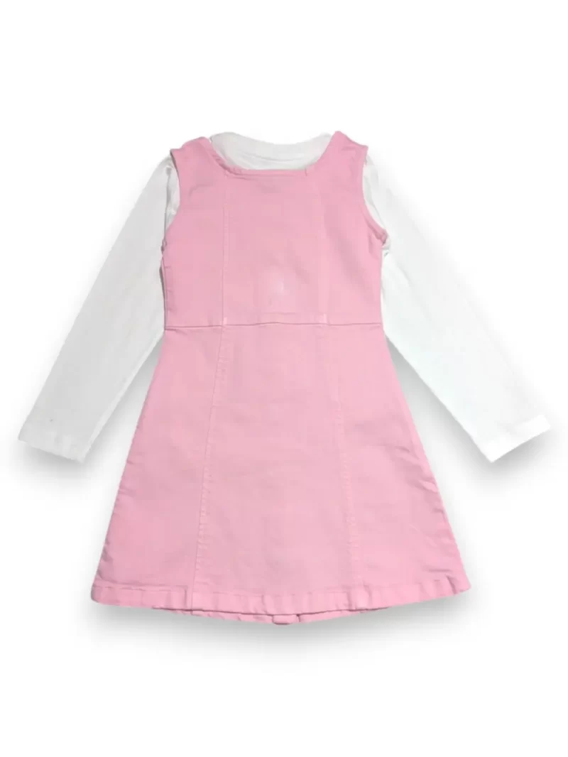 Gini And Jony Girls Pink Solid Denim Dungaree Full Sleeves
