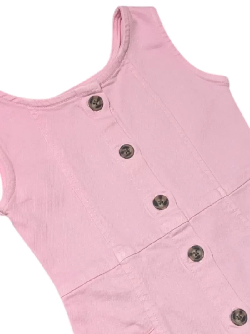 Gini And Jony Girls Pink Solid Denim Dungaree Full Sleeves