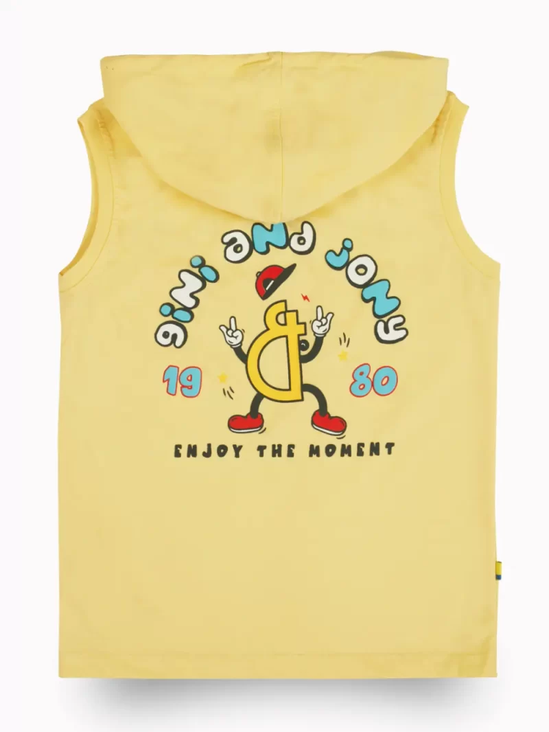 Gini And Jony Boys Yellow Graphic Print Cotton Sando Sleeveless