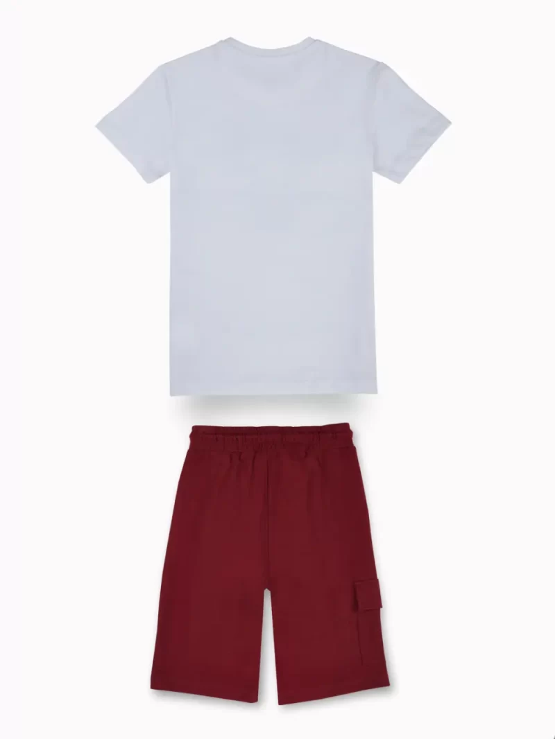 Gini And Jony Boys Maroon Tropical Print Cotton Co-Ordinate Half Sleeves