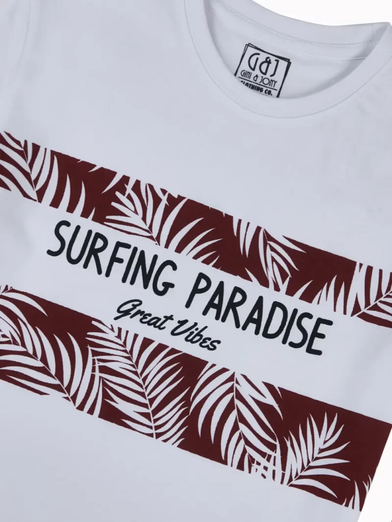 Gini And Jony Boys Maroon Tropical Print Cotton Co-Ordinate Half Sleeves