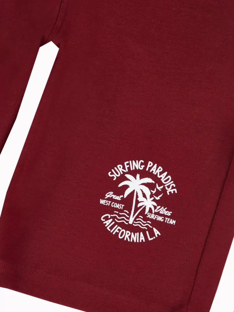 Gini And Jony Boys Maroon Tropical Print Cotton Co-Ordinate Half Sleeves