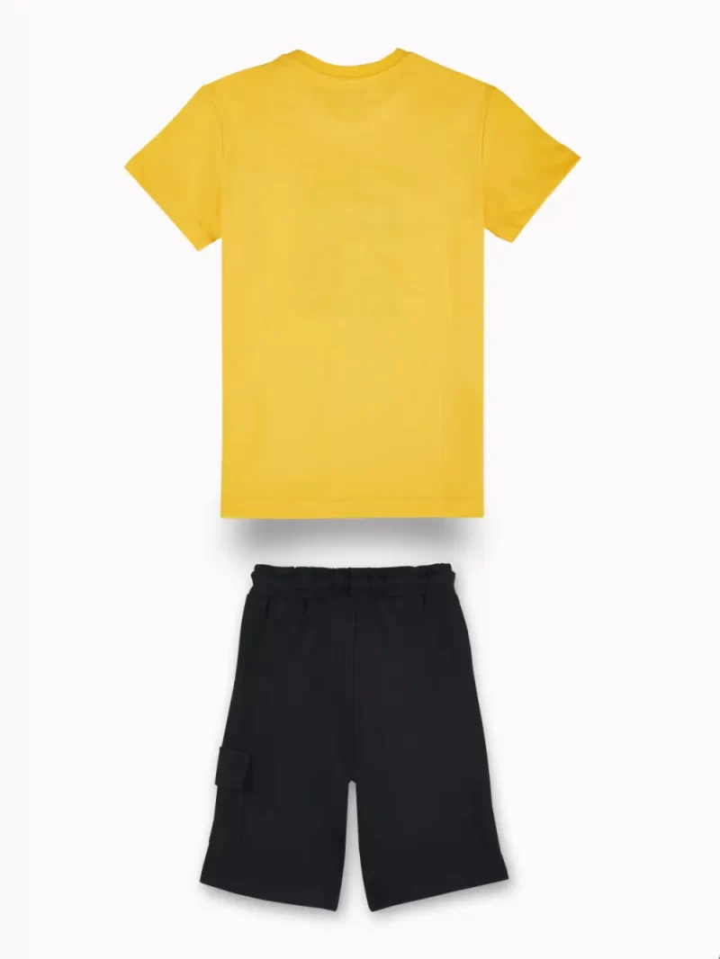 Gini And Jony Boys Yellow Graphic Print Cotton Co-Ordinate Half Sleeves
