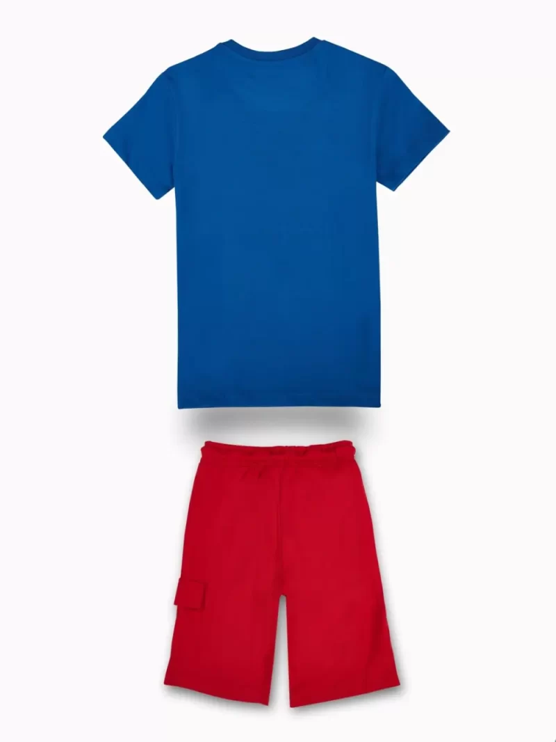 Gini And Jony Boys Red Graphic Print Cotton Co-Ordinate Half Sleeves