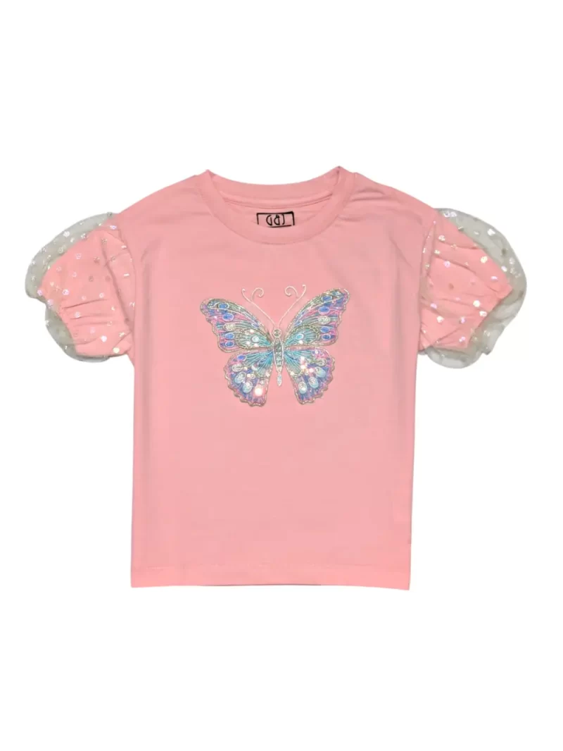 Gini And Jony Girls Pink Applique Cotton Knits Top Half Sleeves 9-10 Years