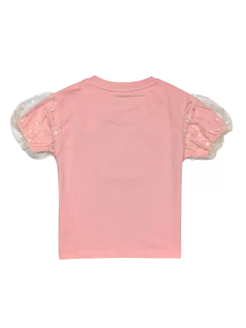 Gini And Jony Girls Pink Applique Cotton Knits Top Half Sleeves 9-10 Years