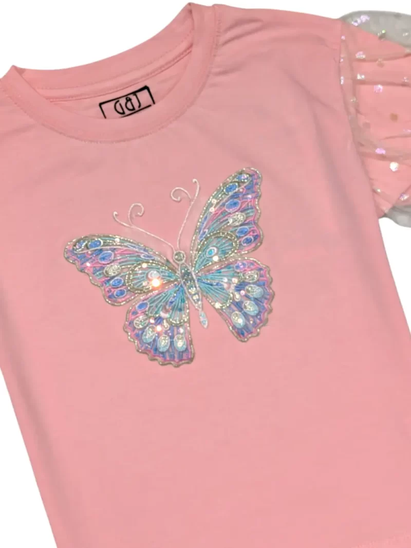 Gini And Jony Girls Pink Applique Cotton Knits Top Half Sleeves 9-10 Years