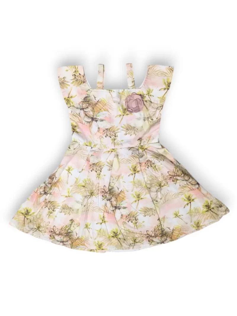 Gini And Jony Girls Pink Tropical Print Cotton Dress Half Sleeves