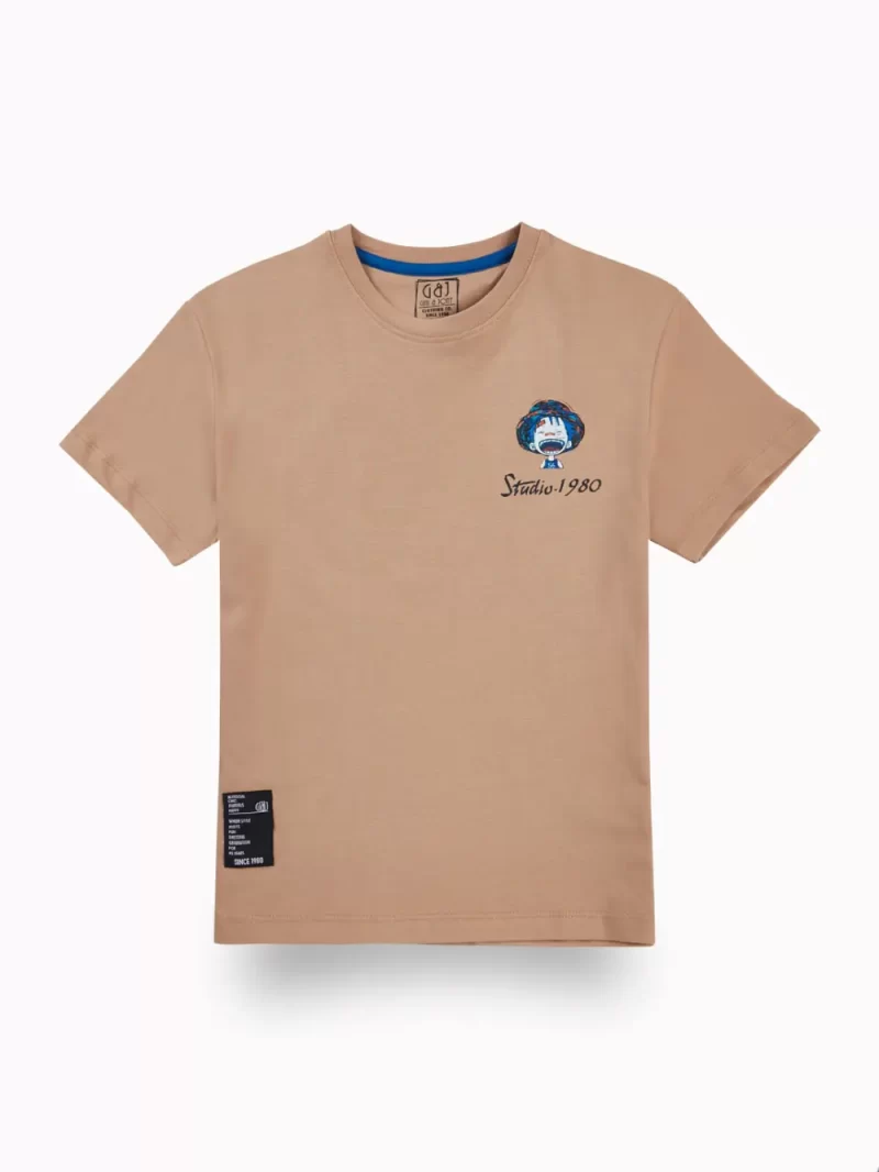 Gini And Jony Boys Brown Graphic Print Cotton T-Shirt Half Sleeves