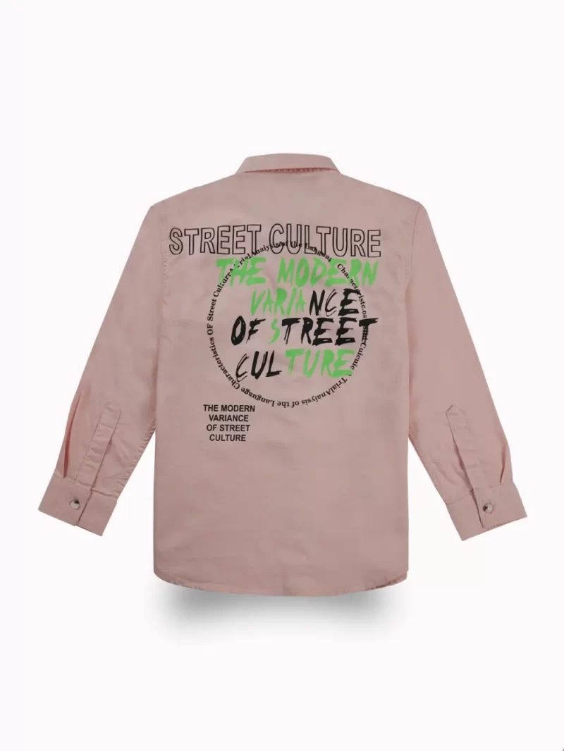Gini And Jony Boys Light Pink Typographic Print Cotton Shirt Full Sleeves
