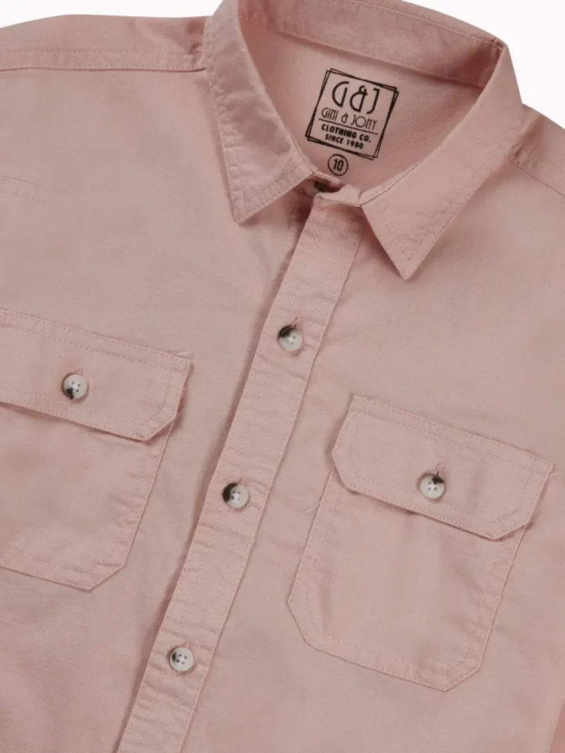 Gini And Jony Boys Light Pink Typographic Print Cotton Shirt Full Sleeves