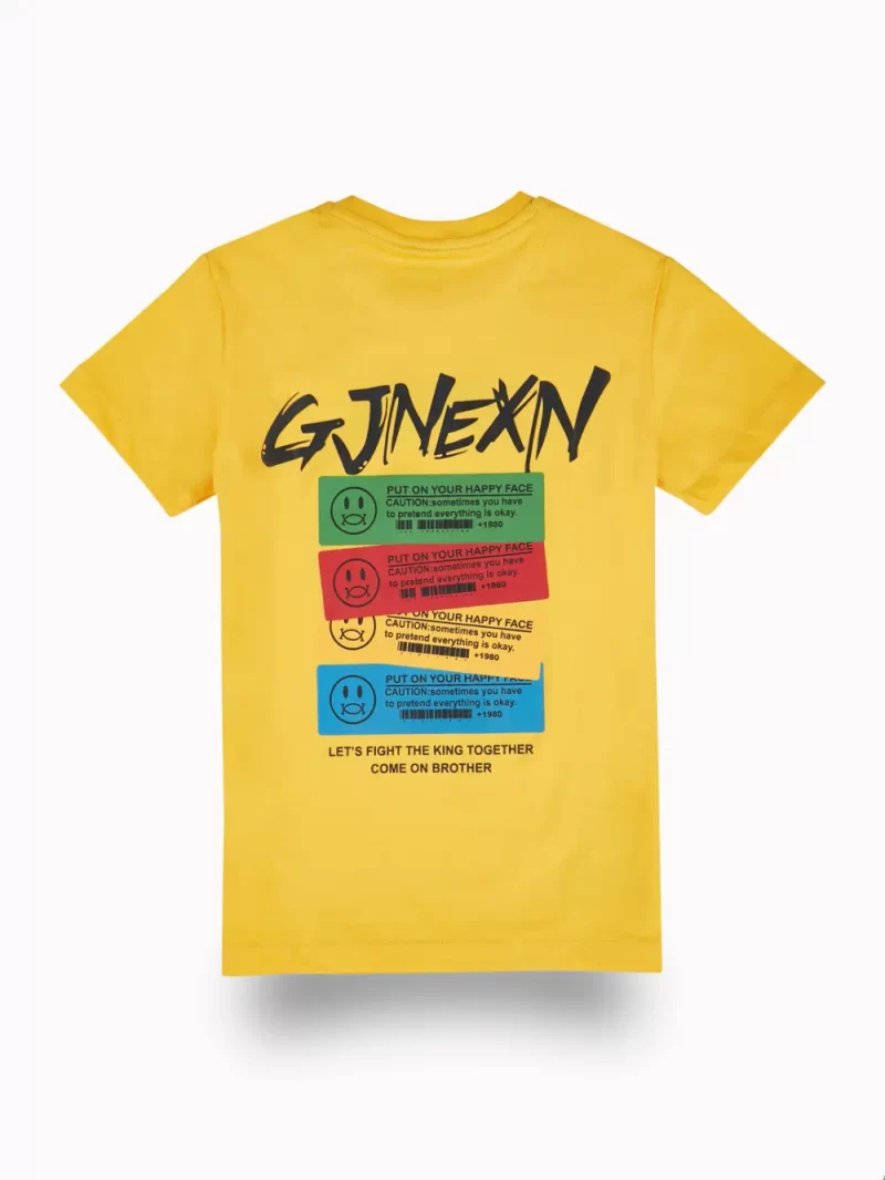 Gini And Jony Boys Yellow Graphic Print Cotton T-Shirt Half Sleeves