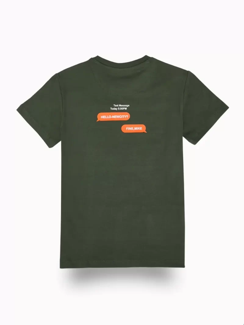 Gini And Jony Boys Olive Typographic Print Cotton T-Shirt Half Sleeves