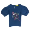 Gini And Jony Girls Blue Embroidery Satin Woven Top Cap Sleeves 9-10 Years