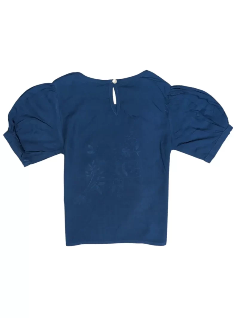 Gini And Jony Girls Blue Embroidery Satin Woven Top Cap Sleeves 9-10 Years