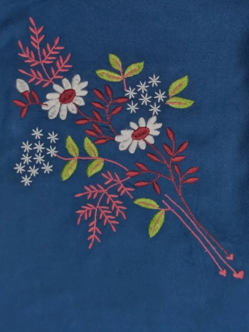 Gini And Jony Girls Blue Embroidery Satin Woven Top Cap Sleeves 9-10 Years