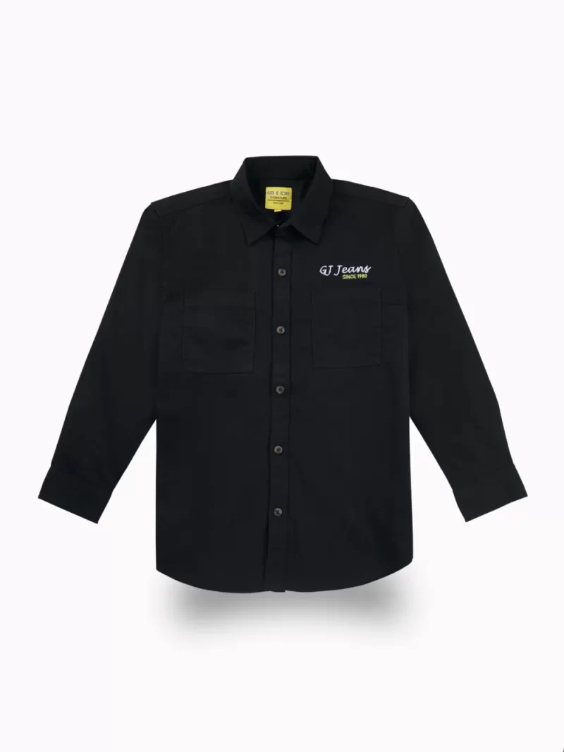 Gini And Jony Boys Black Typographic Print Cotton Shirt Full Sleeves