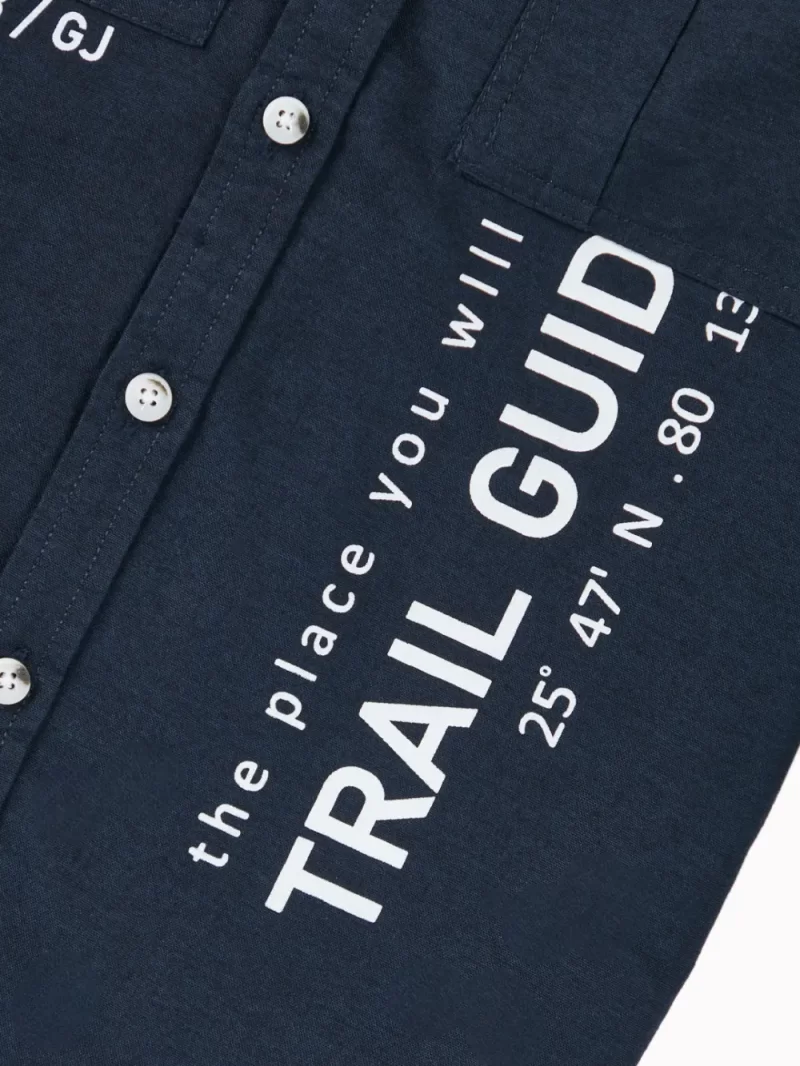 Gini And Jony Boys Navy Blue Typographic Print Cotton Shirt Full Sleeves