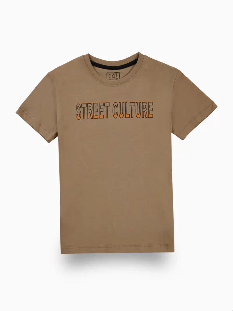 Gini And Jony Boys Brown Typographic Print Cotton T-Shirt Half Sleeves