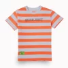Gini And Jony Boys Orange Stripes Cotton T-Shirt Half Sleeves