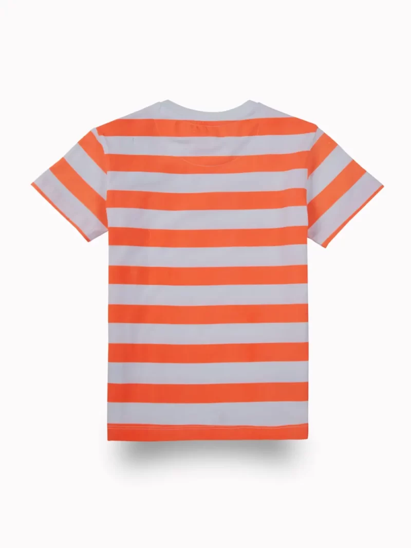 Gini And Jony Boys Orange Stripes Cotton T-Shirt Half Sleeves