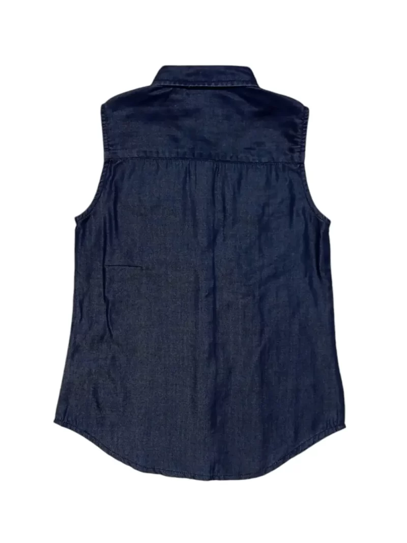 Gini And Jony Girls Dark Blue Solid Denim Woven Top Cap Sleeves 9-10 Years