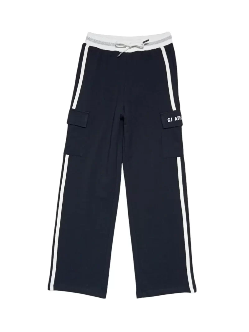 Gini And Jony Girls Black Color Block Cotton Track Pant Elasticated