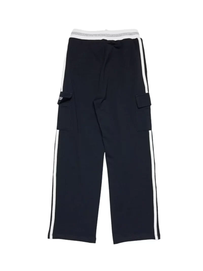 Gini And Jony Girls Black Color Block Cotton Track Pant Elasticated
