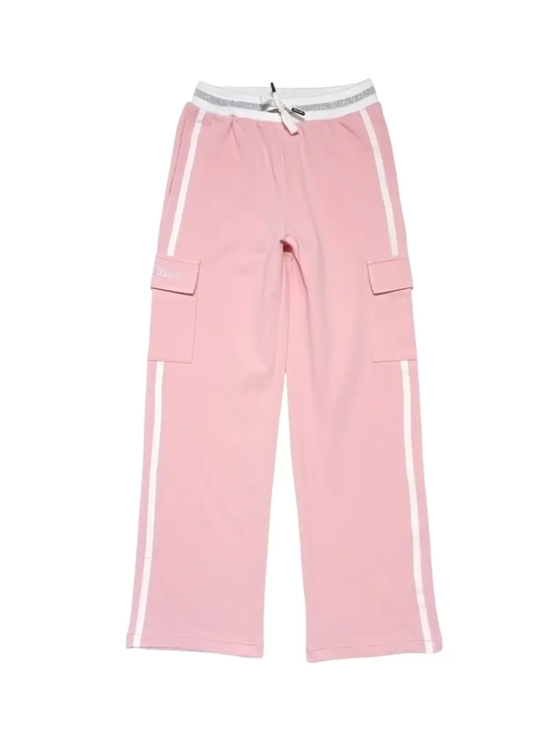 Gini And Jony Girls Pink Color Block Cotton Track Pant Elasticated