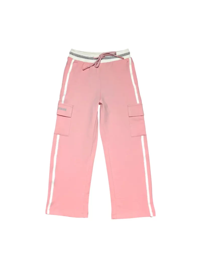 Gini And Jony Girls Pink Color Block Cotton Track Pant Elasticated