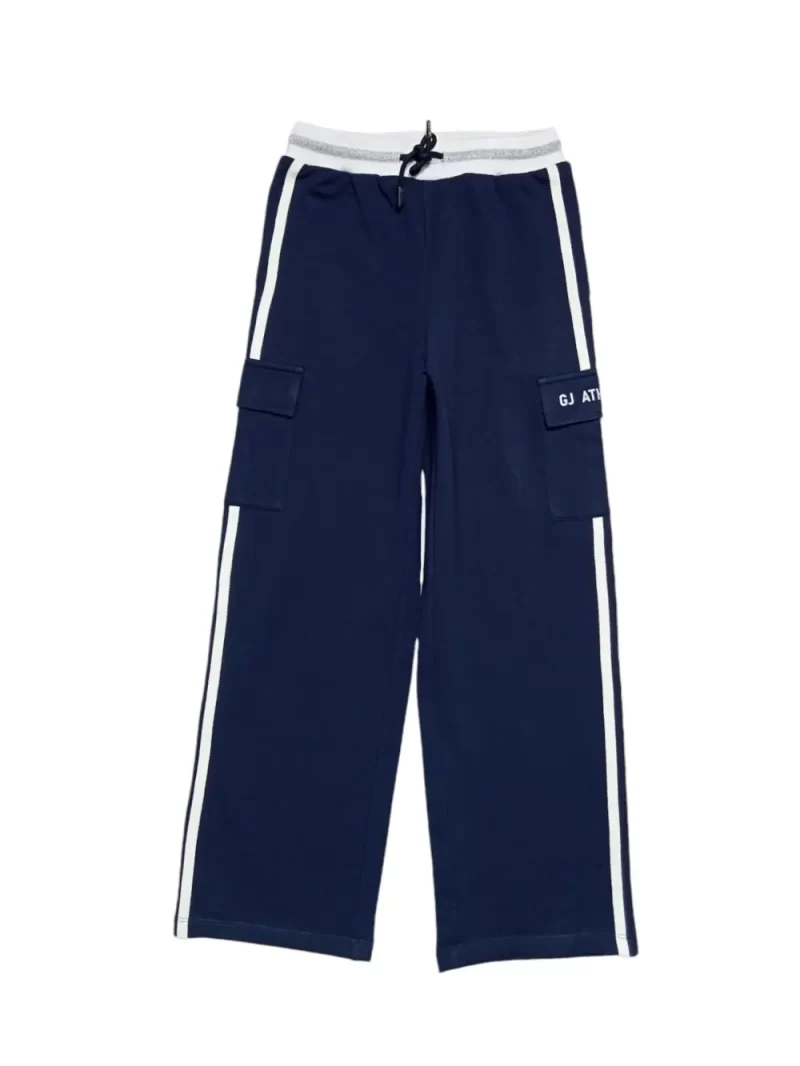 Gini And Jony Girls Navy Color Block Cotton Track Pant Elasticated
