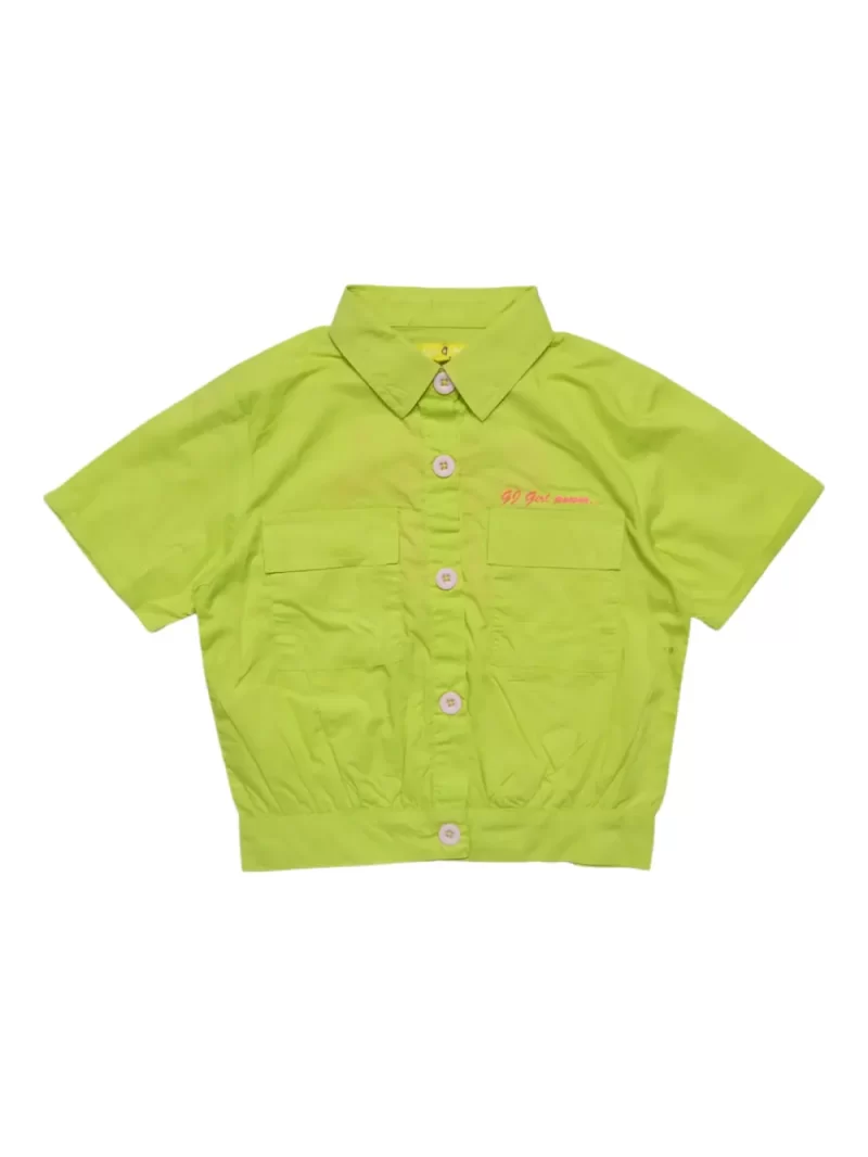 Gini And Jony Girls Lime Typographic Print Cotton Woven Top Cap Sleeves 9-10 Years