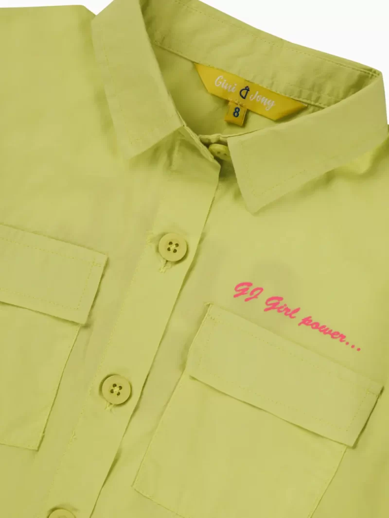 Gini And Jony Girls Lime Typographic Print Cotton Woven Top Cap Sleeves 9-10 Years