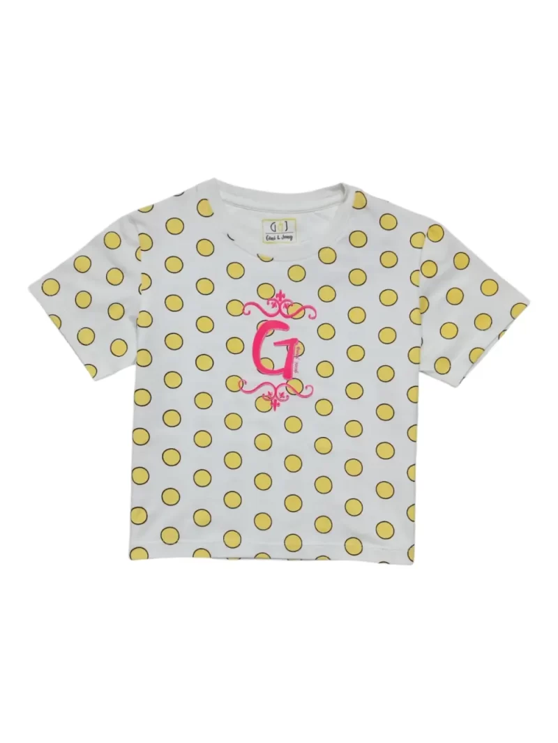 Gini And Jony Girls Yellow Polka Dots Cotton Knits Top Half Sleeves 9-10 Years