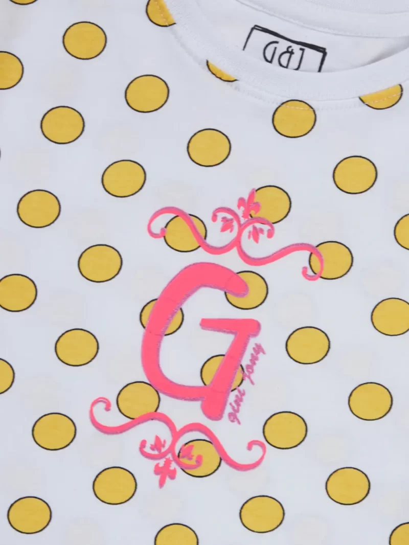 Gini And Jony Girls Yellow Polka Dots Cotton Knits Top Half Sleeves 9-10 Years