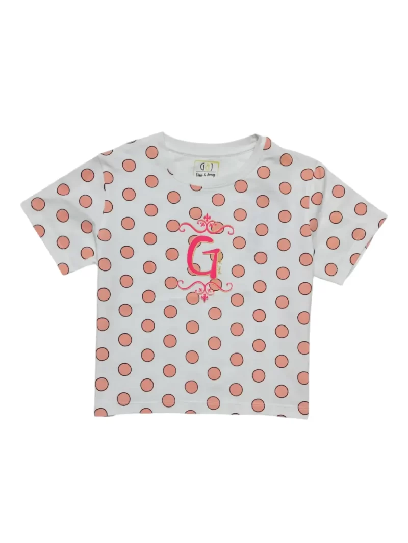 Gini And Jony Girls Peach Polka Dots Cotton Knits Top Half Sleeves 9-10 Years