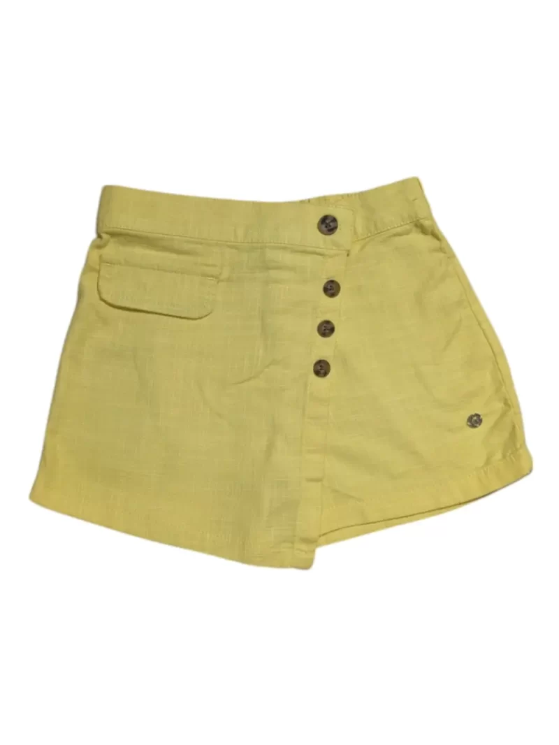 Gini And Jony Girls Yellow Solid Linen Skorts Elasticated
