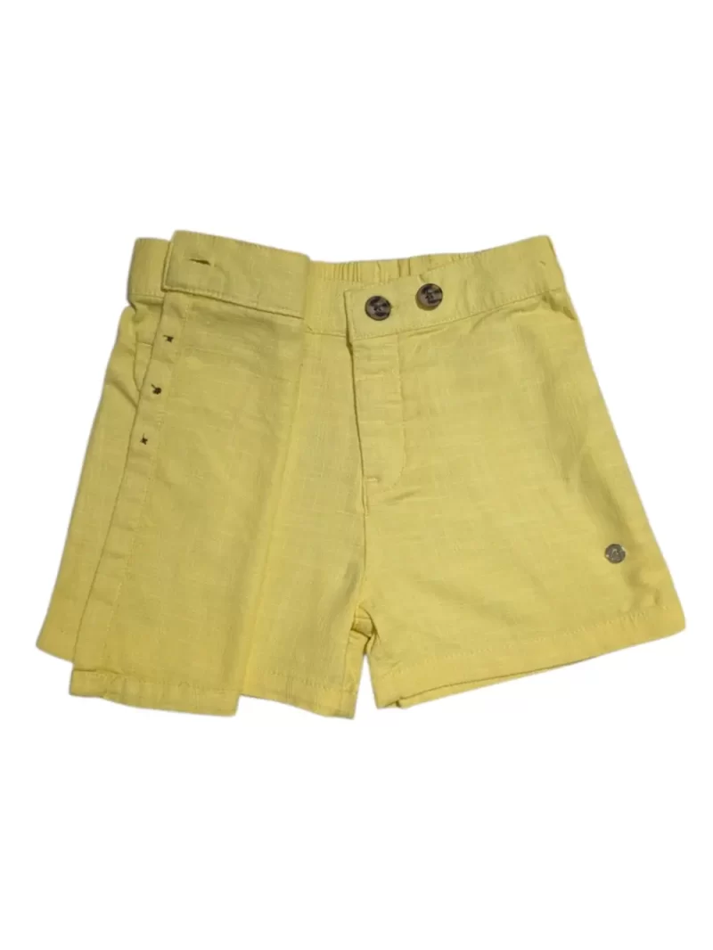 Gini And Jony Girls Yellow Solid Linen Skorts Elasticated