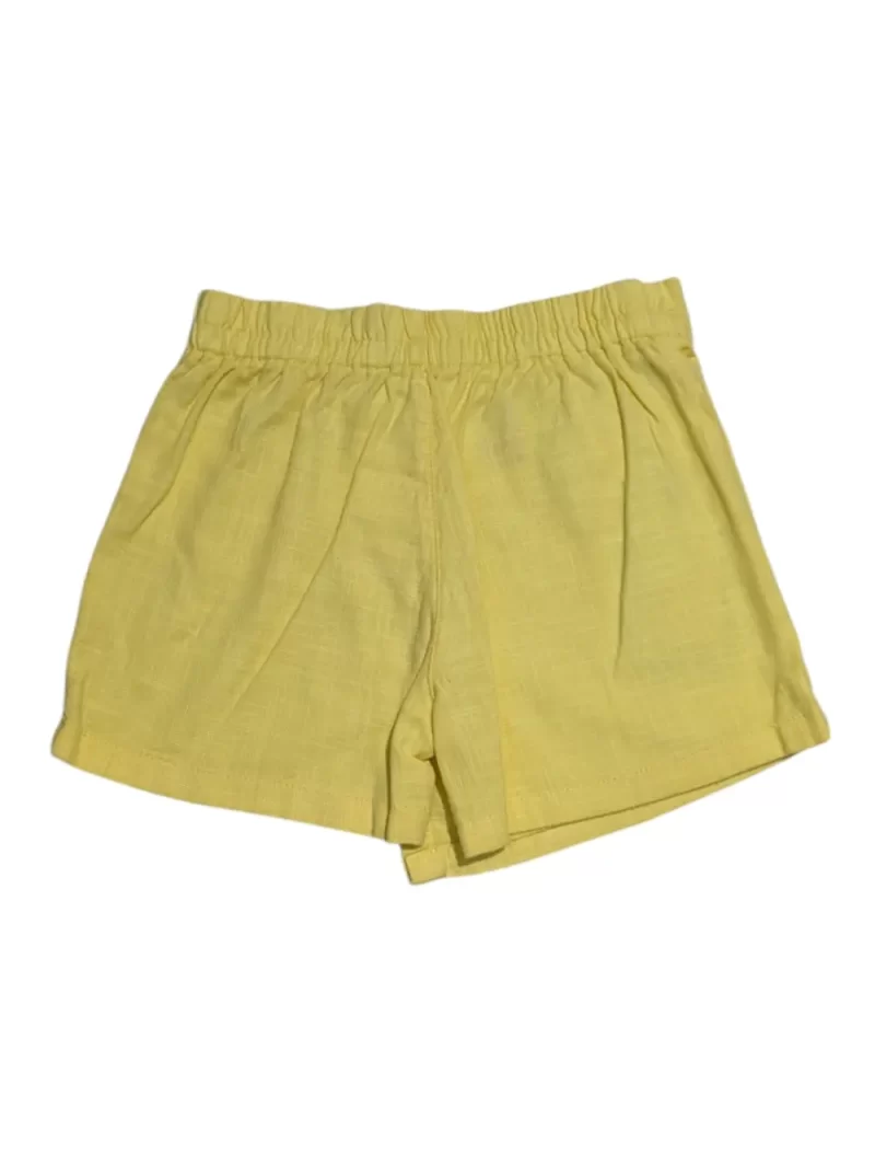 Gini And Jony Girls Yellow Solid Linen Skorts Elasticated