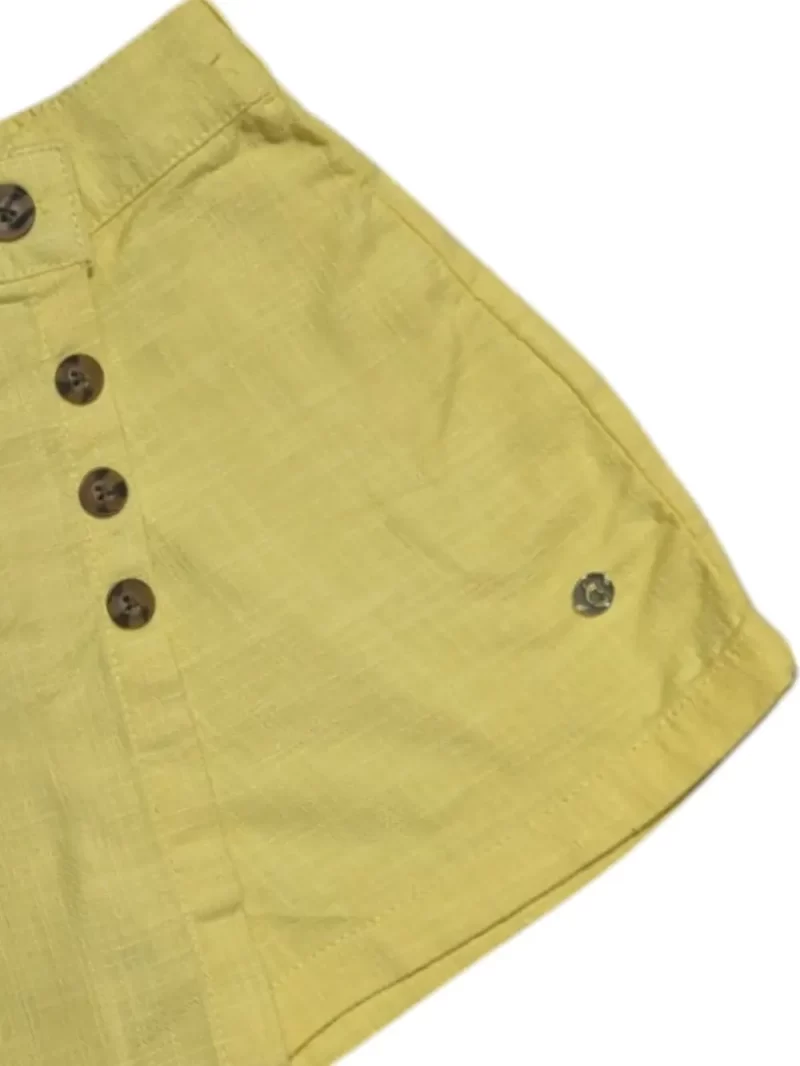 Gini And Jony Girls Yellow Solid Linen Skorts Elasticated