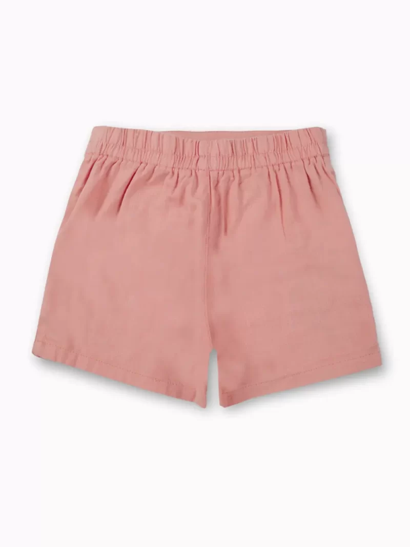 Gini And Jony Girls Peach Solid Linen Skorts Elasticated