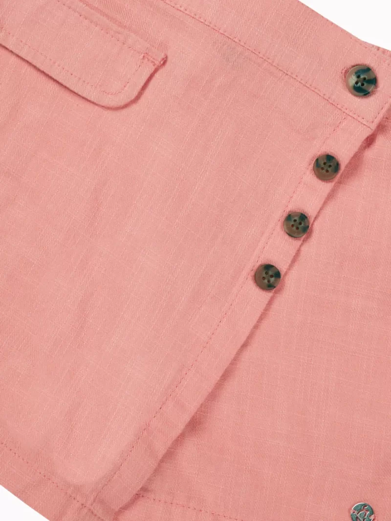 Gini And Jony Girls Peach Solid Linen Skorts Elasticated