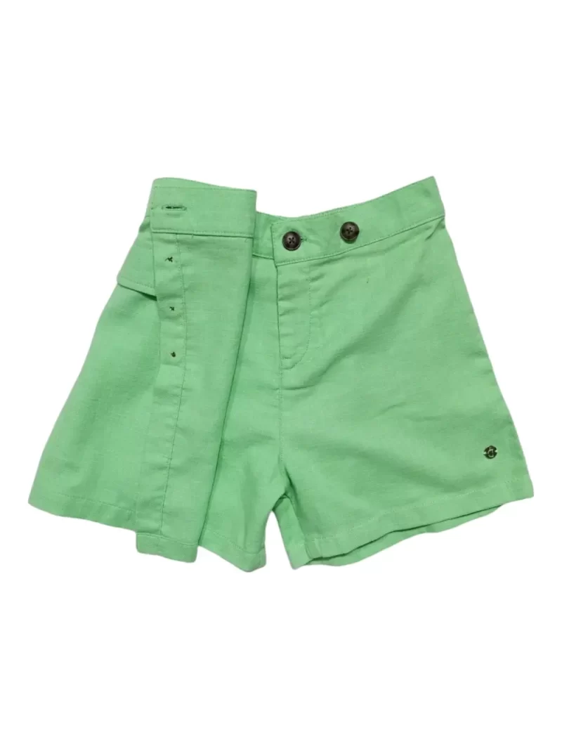 Gini And Jony Girls Green Solid Linen Skorts Elasticated