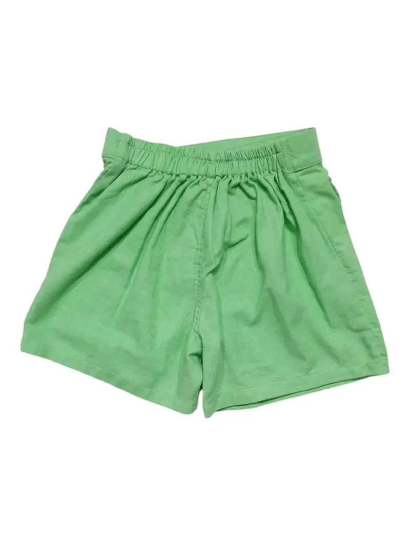 Gini And Jony Girls Green Solid Linen Skorts Elasticated