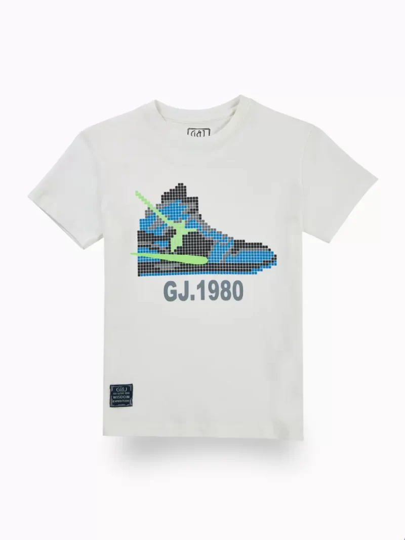 Gini And Jony Boys Off White Graphic Print Cotton T-Shirt Half Sleeves