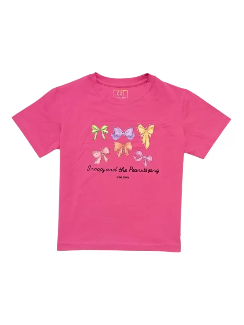 Gini And Jony Girls Pink Graphic Print Cotton Knits Top Half Sleeves 9-10 Years